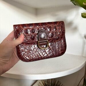Vintage Joan & David Brown Embossed Crocodile Belt Bag | Needs Belt